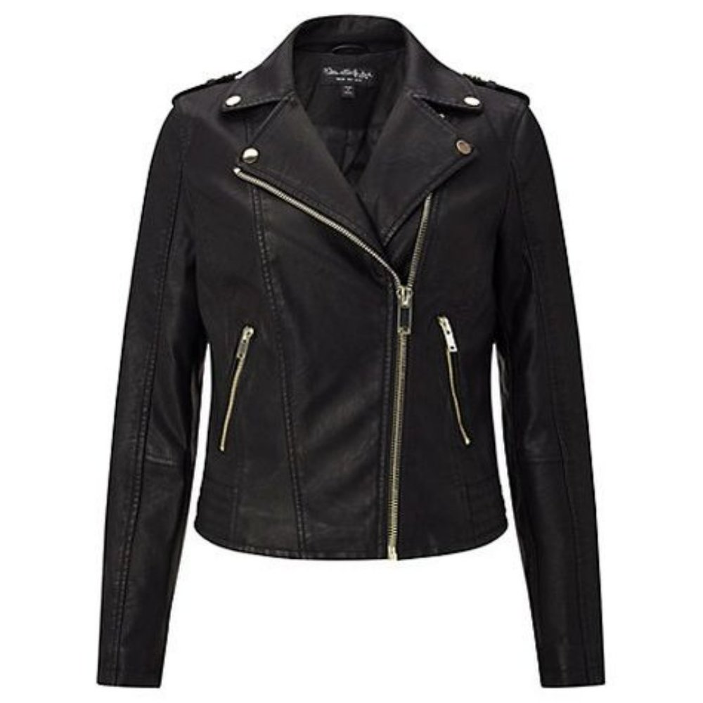 Miss Selfridge Debbie Vegan Leather Biker Jacket - Size 2
